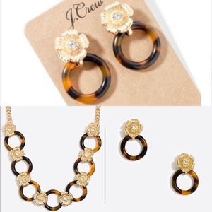 J. Crew Tortoiseshell Gold Necklace & Earrings Set